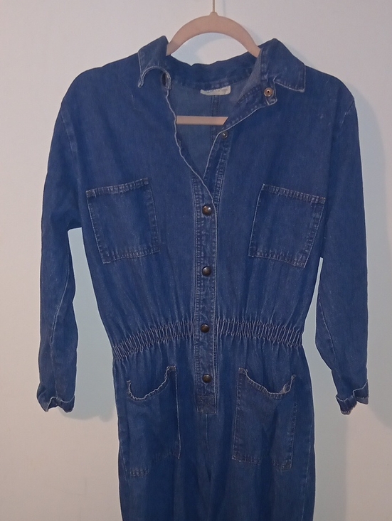 next step Jackets & Blazers - Next Step Denim Button-Front Women’s Jumpsuit with Elastic Waist - Blue
